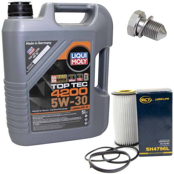 MotoröL Set 5W-30 5 Liter + ÖLfilter Sh 4796 L + Schraube FüR Audi Seat Skoda Vw-image