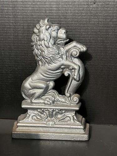 Antique Lion Rampant Doorstop, English, Cast Iron, Decor, Victorian 14” Tall
