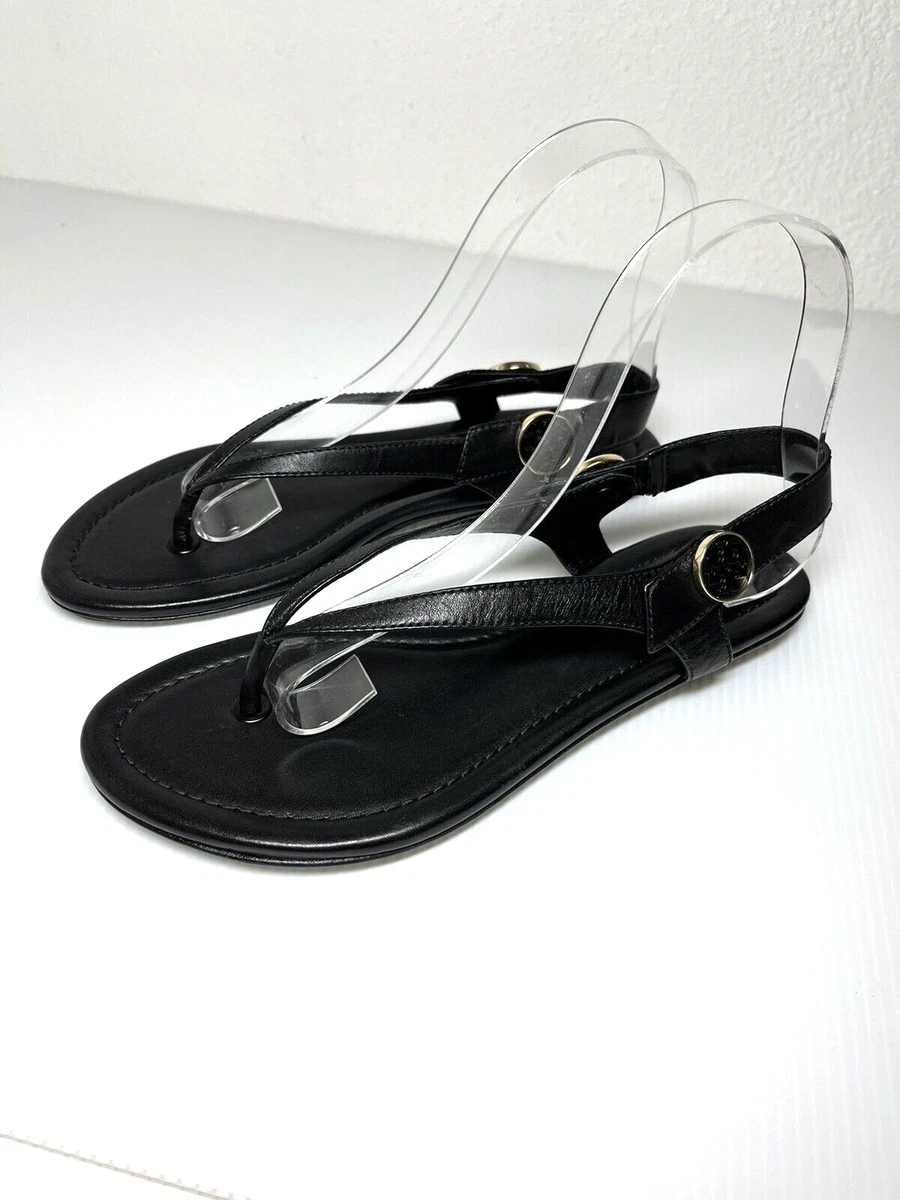 NEW Tory Burch MINNIE Travel Thong Sandal BLACK Leather 7 M Display
