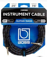 Boss BIC-25A Instrument Cable Straight to angled gold-plated 25 foot guitar/bass