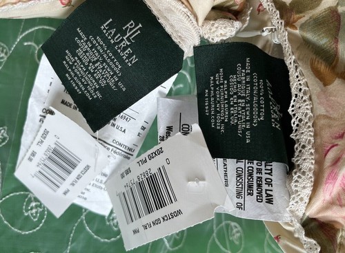 2 NEW Woodstock Garden Floral/CALICO RALPH LAUREN 100% Sateen Cotton 20" Pillows - 第 5/12 張圖片