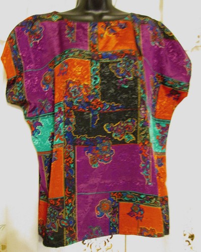 NWOT Maggie Lawrence Womens 14/16 Top Cottagecore Style Geometric Short Sleeve - Picture 2 of 5
