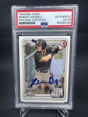 Robert Hassell Signed 2020 Bowman Draft IP Auto PSA/DNA Washington Nationals