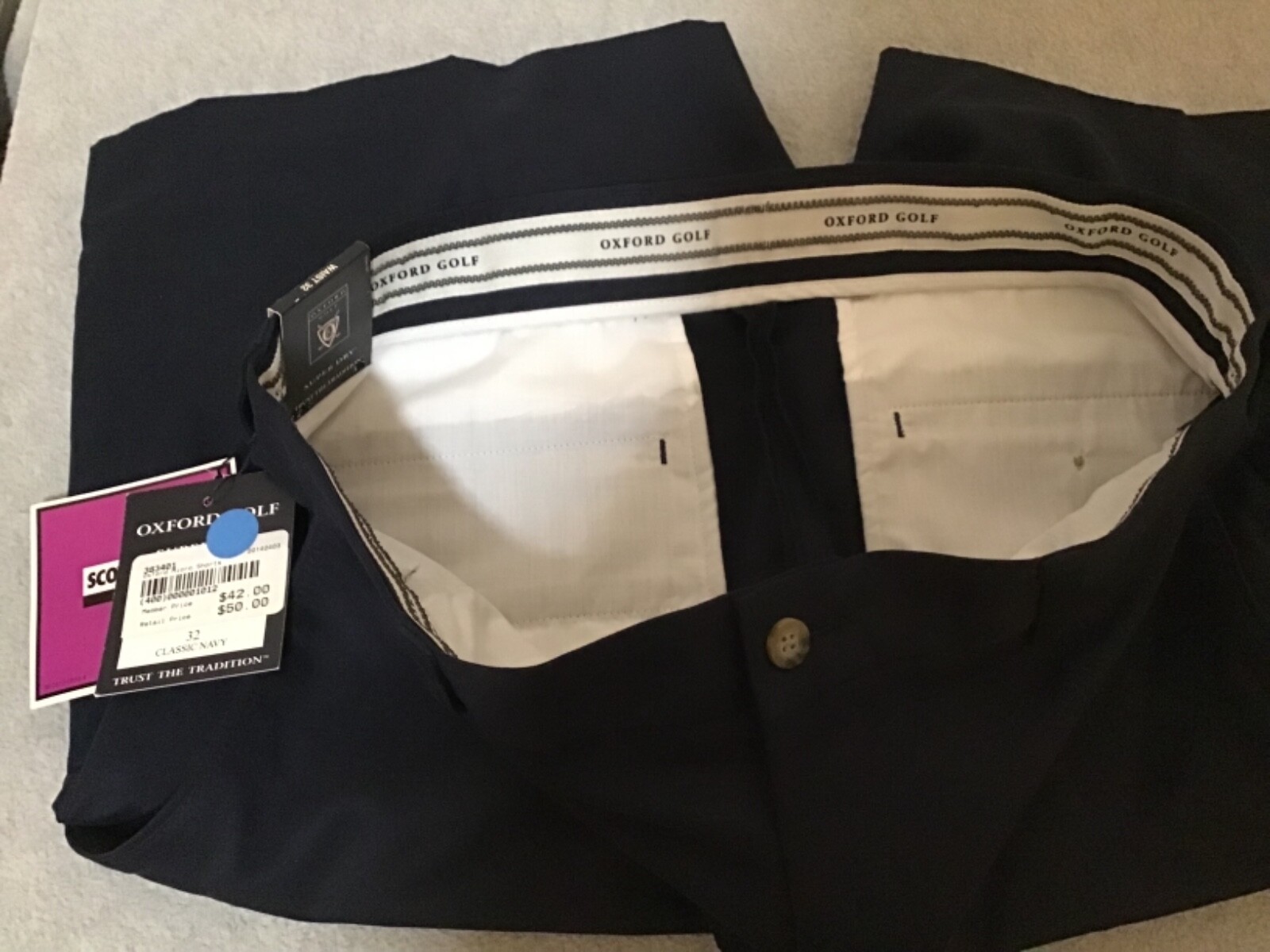 Oxford Golf Shorts Men's 32 Classic Navy Super Dry 3M Scotchgard NWT