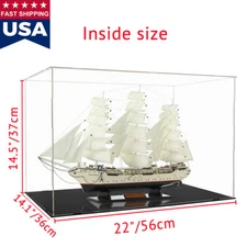 Large Acrylic Display Case Box Glass 22" Wide Memorabilia Collectible Ship Model