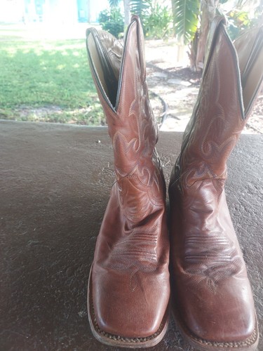 Stetson Mens Western Cowboy Boots 10D Square Toe Handcrafted Mexico Leather - Picture 3 of 13