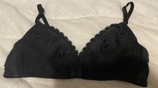 Vtg SEARS 1980  s Era Black Lace WireFree Bra Sz-36B