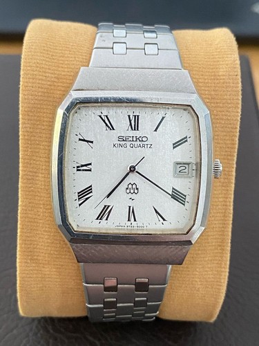 Vintage Watch Rare Seiko King Quartz 9722-5000 Roman White Texture Dial Square - Picture 2 of 6