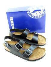 BIRKENSTOCK Milano BS Size 11 Regular Fit Black Leather Men Sandals MSRP 135