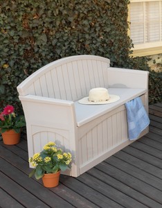 Light Taupe 50 Gal Outdoor Resin Deck Storage Bench Water ...