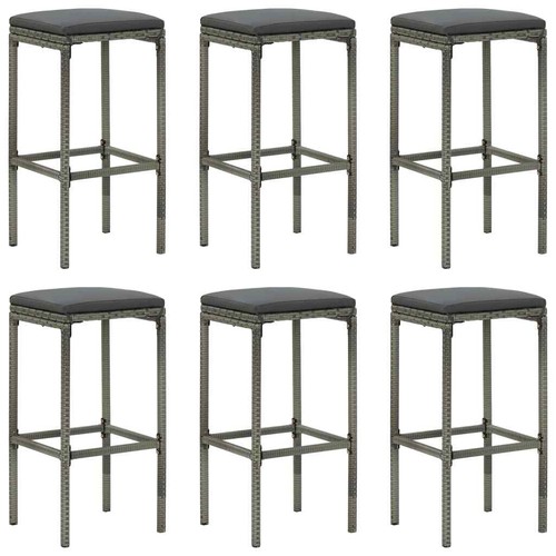 7 Pcs Outdoor Bar Furniture Set Garden Patio Table And Stools With Cushions - Picture 6 of 10