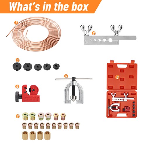 25FT 3/16 Copper Coated Brake Line Pipe Kit + Double & Single Flaring Tool Kit - Picture 2 of 14