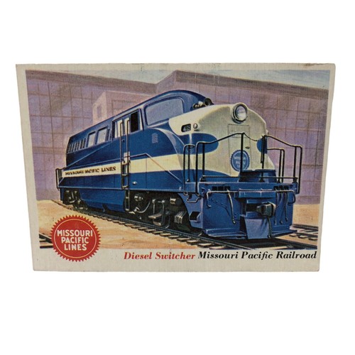 Vintage 1955 Topps Rails & Sails # 36 Diesel Switcher Missouri Pacific Railroad Karte