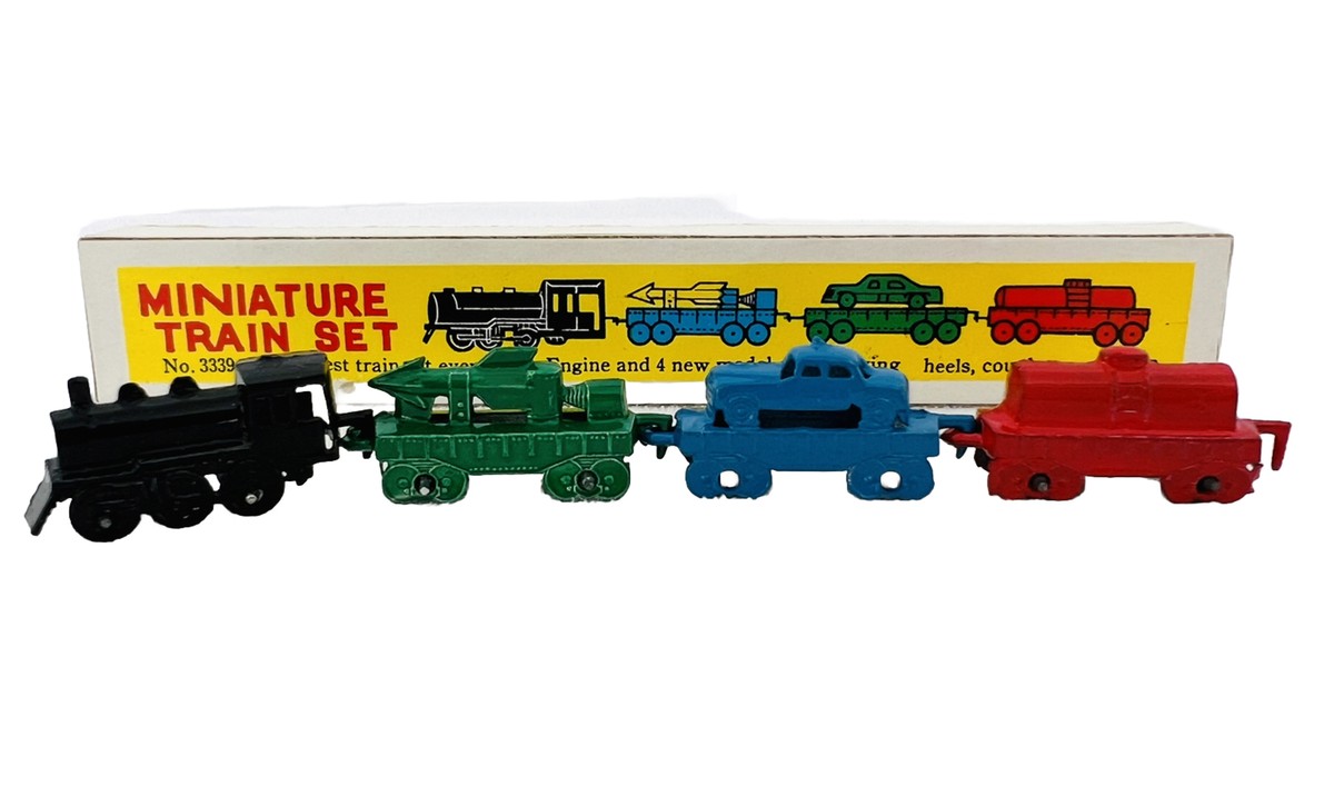 Vintage Miniature Die Cast Toy Train Set, Shack man Japan model  3339
