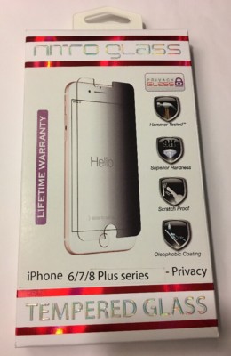 ZNITRO Tempered Glass Screen Protector, Apple iPhone 8+/7+/6S+/6+, PRIVACY