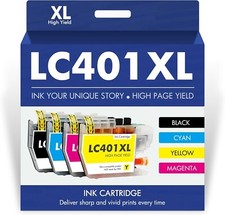 4pk LC401XL H-Yield Ink Cartridges for Brother MFC-J1010DW MFC-J1012DW J1170DW