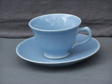 Footed Tea Cup & Saucer Set Luray Pastels Blue by Taylor, Smith & T (TS&T) 1