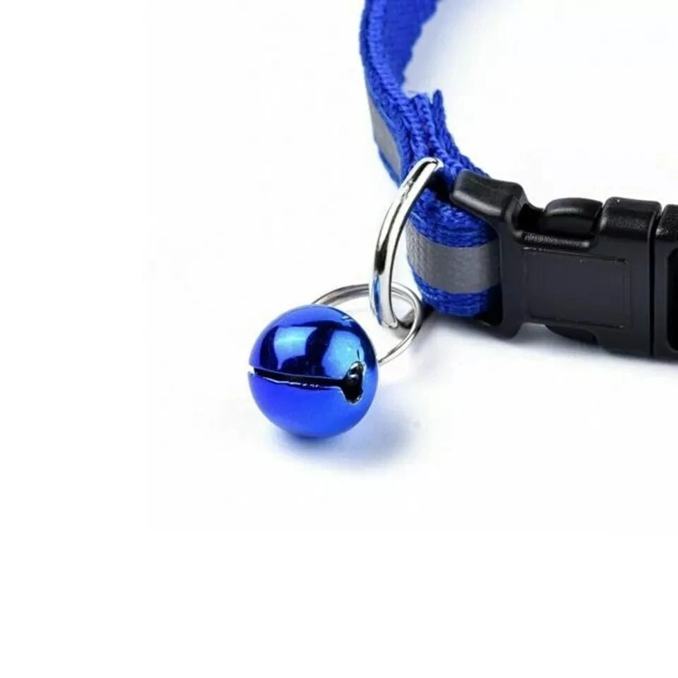 Reflective Dog Collar Pet Cat Puppy Nylon Collar with Bell Neck Adjustable NEW - Image 2 of 4
