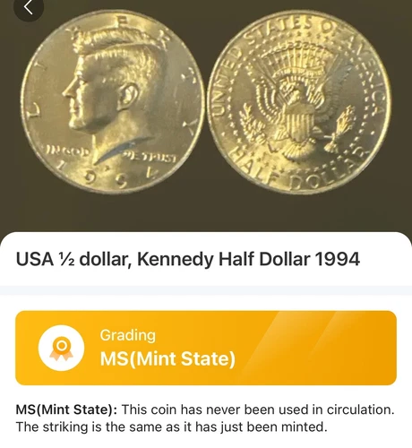 1994 P Kennedy Half Dollar - NGC MS60