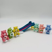 Vintage TCFC Care Bears Lot 6 Hard Plastic Figures Cloud 2.5"  1 Rainbow Slide