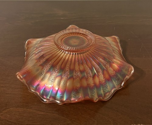 Antique Fenton Marigold Carnival Glass Ruffle Stippled Rays Unmarked Raised Base - Picture 4 of 7