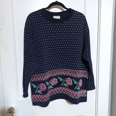 トップス vintage 80s SPUMONI mama sweat Vintage 80 90s All Over Print Flower Sweatshirt Spumoni Grandma