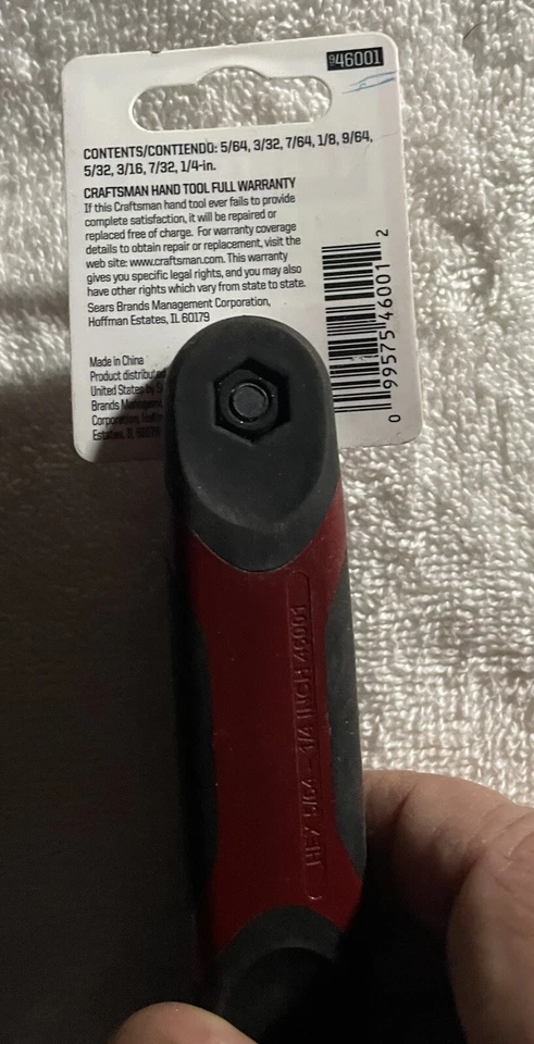 Craftsman 9-in-1 Fold-Up Comfort Grip SAE Inch Hex Key Set USA PN 9-46001 46001 - Image 2 of 2