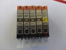  5 Canon 221 CLI-221BK, CLI-221Y Yellow  Black Genuine OEM Ink Cartridges