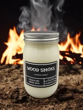 WOOD WICK * WOOD SMOKE TYPE * scented * Leah's Lite Candle * 16 OZ 