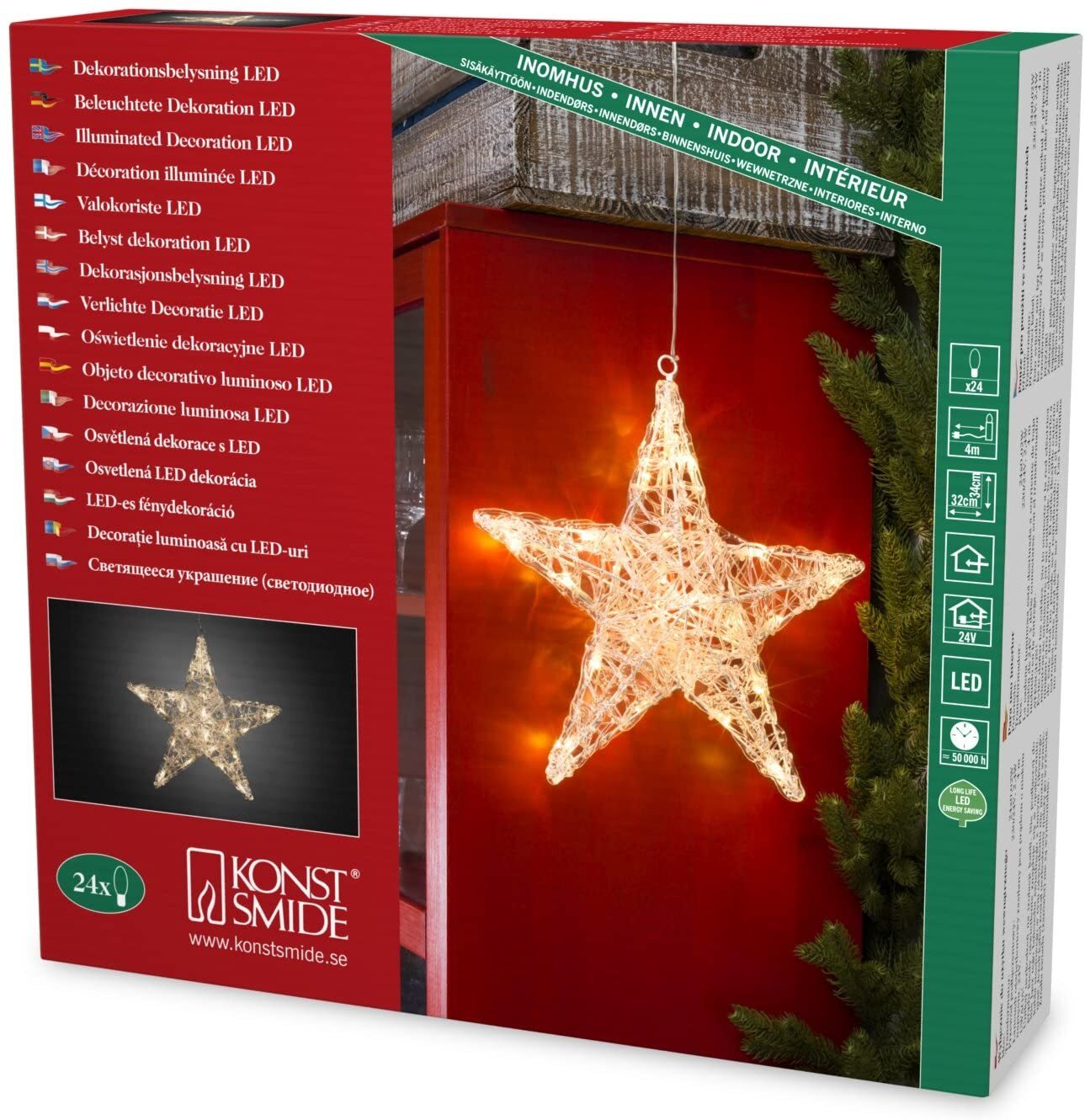 LED Acryl Stern 24 LED innen 6102103 Weihnachtsstern Weihnachtsdeko