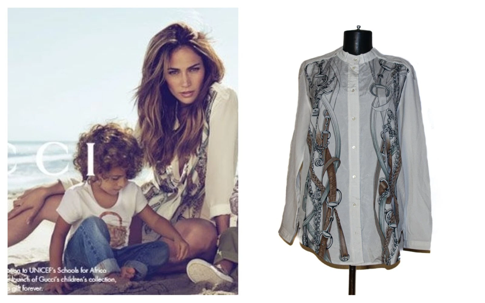Chemise boutonnée en soie Gucci Jennifer Lopez rare 40