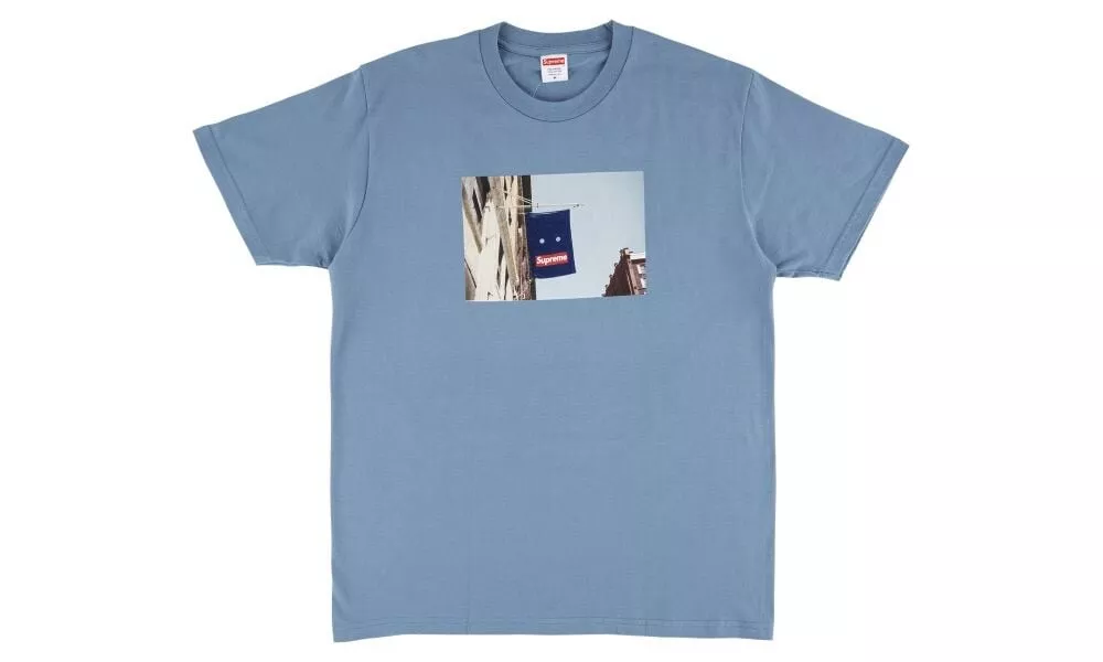 T shirt Supreme Banner ardoise homme taille moyenne FW19 flambant neuf