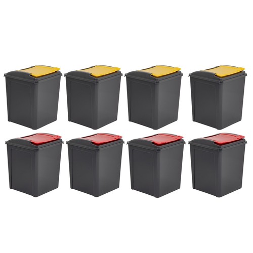 [Set of 8] 50L Plastic Recycle Bin with Lid Rubbish Kitchen Garden Waste Dustbin - Picture 33 of 36