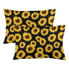 Sunflowers Throw Pillow Cover Queen Size Set of 2 Retro Sunflowers Floral Flo...