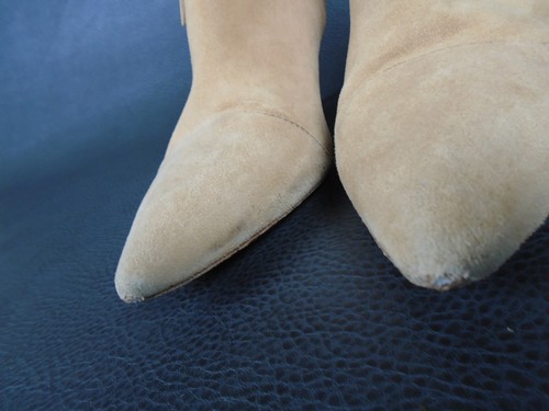 Loeffler Randall 8.5 Ange Booties Almond Tan Tassel Suede Pointed Toe Low Heel - Picture 11 of 18