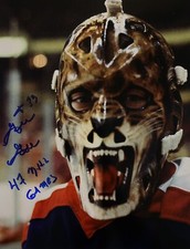 Gilles GRATTON Signed 8x10 Photo! NY RANGERS GOALIE! Cool Mask! W/inscrip! W/COA