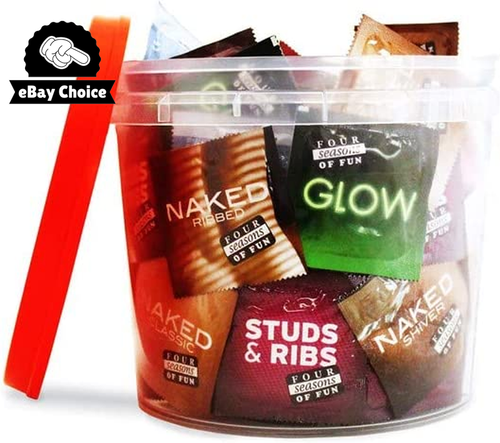 Assorted Pleasures Bulk Condoms Bucket, 144 Count, Pack of 144 - Picture 8 of 12