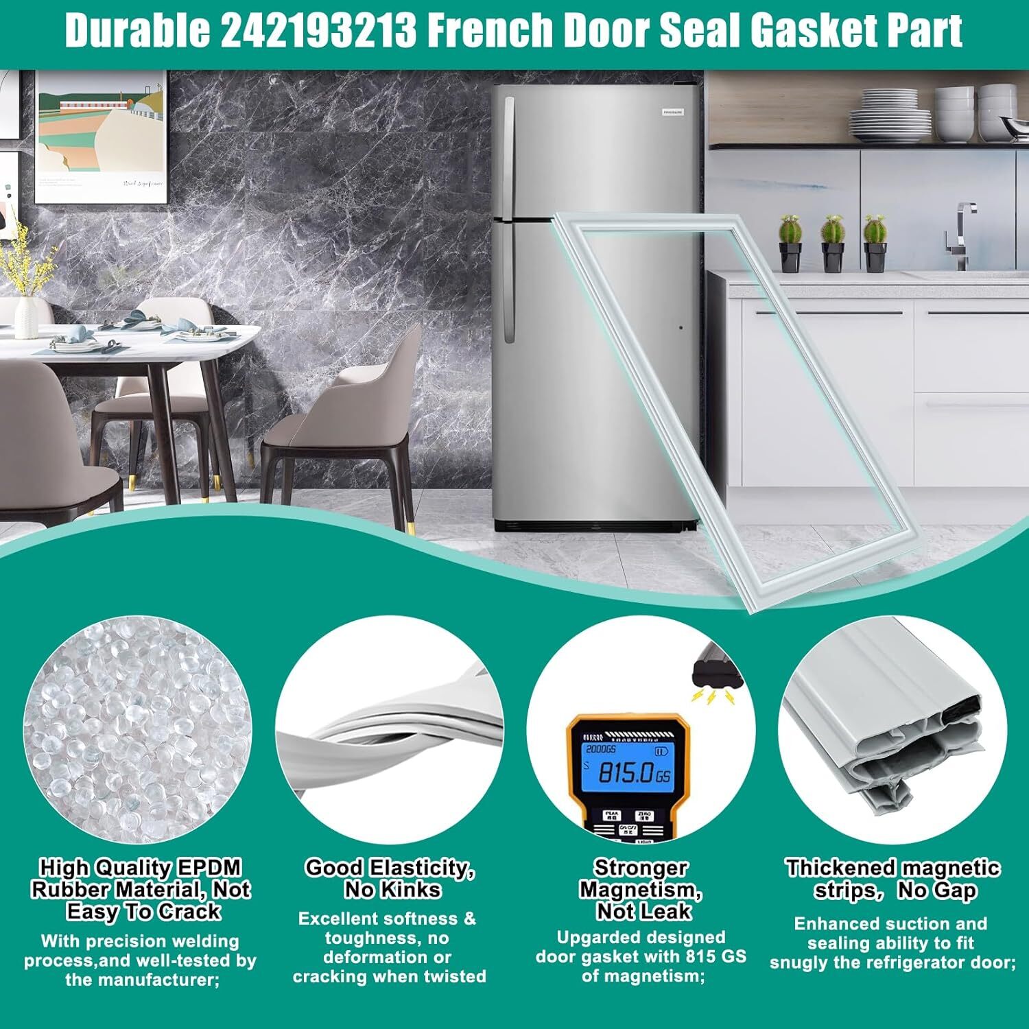 New 242193213 Freezer Door Gasket Fit Refrigerator Frigidaire Kenmore PS7784009