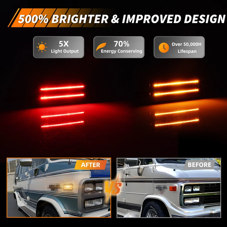 Светодиодный боковой габаритный фонарь лампа для 85-95 Chevy G10 G20 GMC G1500 G2500 Van P30 P3500 - Изображение 2 из 4