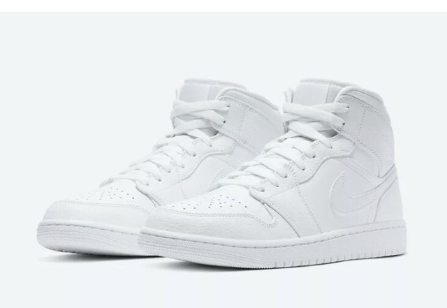 Authenticnike Air Jordan 1 Mid Triple White Aj1 554724-130 Men Sz 9 for sale online | eBay