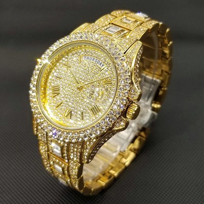 最終値下げ Miss Fox ゴールド CZ ラウンド Iced-Out 腕時計(アナログ