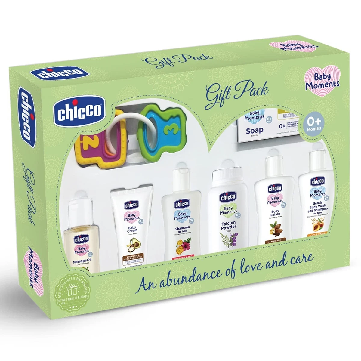 Chicco Baby Moments Delight Gift Pack Green, Ideal Baby Gift Sets 0m+ (8  Items)