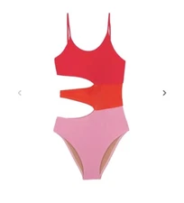 PQ Swim Color Block Cut Out Toddler Bathing Suit Size 2