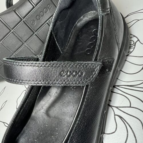 Ecco Womens US 10-10.5 EU 41 Leather Mary Jane Casual Comfort Shoes Flats Black - Picture 9 of 10