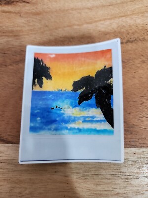 Palm Trees Beach Painting Polaroid Sticker Adventure