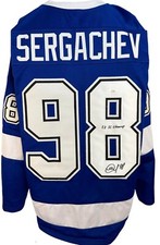 Mikhail Sergachev autographed inscribed jersey NHL Tampa Bay Lightning JSA COA