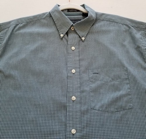 Van Heusen Button Up Shirt Men’s Large L Green Black White Plaid Short Sleeves - Picture 2 of 9