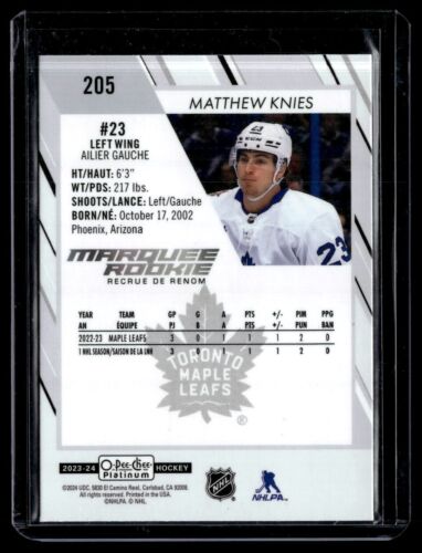 2023-24 O-Pee-Chee Platinum Marquee Rookies Mathew Knies #205 Rookie RC - Bild 2 von 2