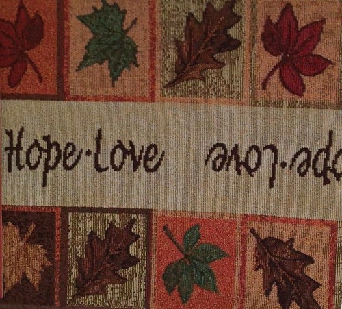 Fall Leaves Tapestry Table Runner 13x72 Faithful Autumn Faith Hope Love - Picture 4 of 6