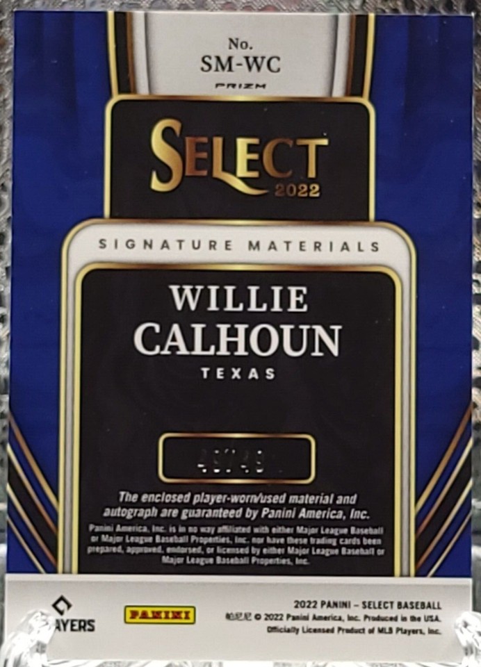 Willie Calhoun 2022 Select RPA Bookend 49/49 SM-WC- Rangers | eBay